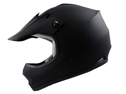 TMS Youth Kids Flat Matte Black Motocross Helmet Atv Mx (Medium)