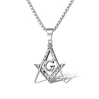 Rainbowie Silver Stainless Steel Retro Masonic Symbol Religious Men
