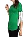 Allegra K Women's Dolman Sleeves Round Neck Striped Dolphin Hem Top Green XL (US 18)