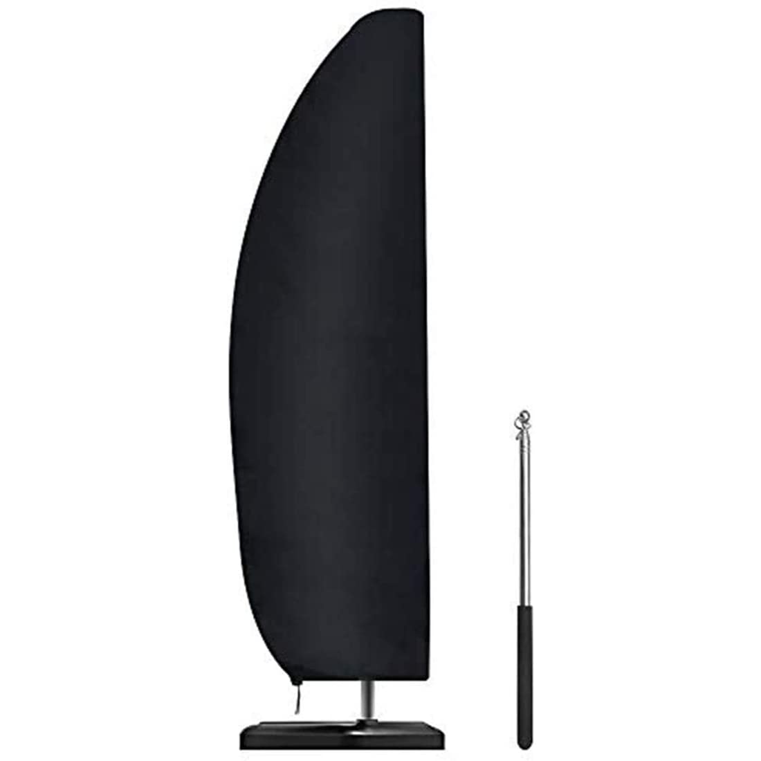 Pubiao Parasol Cover with Rod Waterproof, Windproof, Heavy Duty Rip Proof 210D Oxford Fabric Large Cantilever Umbrella Cover with Zip for Garden Outdoor (265 x 40/50 cm) - Black
