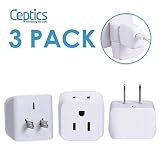 Japan, Philippines Travel Adapter Plug bu Ceptics - USA 3 Pin Polarized to 2 Prong Unpolarized - Type A (3 Pack) - Dual Inputs - Ultra Compact - Perfect for Cell Phones, Tablet, Camera Chargers (CT-6)