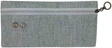 Premium Linen Cloth Pencil Pen Case Bag Container with Zipper School Office Supplies Stationery, Navy Blue