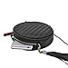 theops Small Crossbody Bags for Women Circle Quilted Purse Faxu Leather Shoulder Round bag, Black, Medium