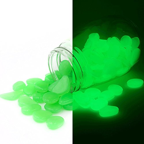 Glowing Rocks - Grow in the Dark Pebbles, Resin DIY Stones for Fish Tank/Aquarium / Driveway/Walkway Décor - Luminous Rocks/Gravel (Green, 100 PCS)