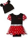 Disney Baby Girls' Minnie Mouse Costume Dress up Tutu Bodysuit and Cap, Red, 6-9 Months