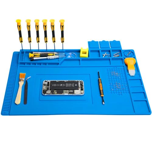 Tapete Antiestático Grande, Estera de Trabajo Silicona Magnético Antiestatica 45*30cm, Alfombrilla de Aislamiento Resistente al Calor, Esterilla de Soldadura para Soldar Reparar Reparación Electrónica