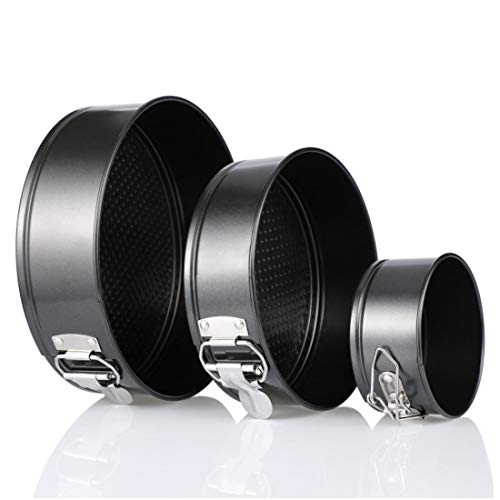 Springform Cake Pan set, 4"/7"/9" Non-stick Cheesecake Pan, Leakproof Round Cake Pan,Removable Bottom Quick Release Latch moulds for birthday cake,3 PCS,Gift free 50 Pcs Cake Paper - Thumbnail 3