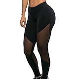 Roniky Women's Stretchy Mesh Workout Sports Tights Gym Yoga Pants Leggings