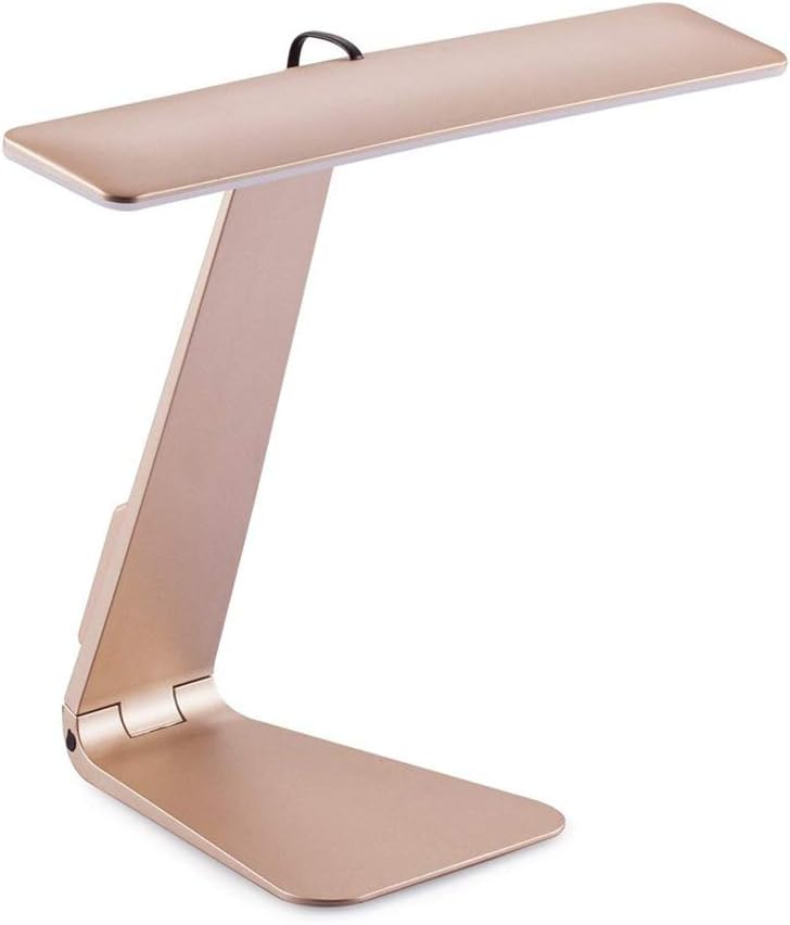 LuxLumi Sleek Study Mate LED Cordless Portable Rechargeable Battery Light Desk Lamp Ultrathin Study Lamp Dimmer Reading Light Home Decor Office Desk Dorm Room Teen Kids Bedroom Travel College (Gold)