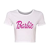 Barbie White Crop T-shirt with Barbie Pink Lettering and a Heart M