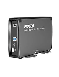 FIDECO Disco Duro Externo Recinto, USB 3.0 SATA Discos Duros funda con ventilador de refrigeración integrado para todos los 2,5 3.5 inch SATA I II III HDD SSD drives sin herramientas