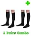 HealthyNees 2 Pairs Combo 10-15 mmHg Compression Travel Energy Circulation Anti-Fatigue Recovery Socks (L/XL, Black)