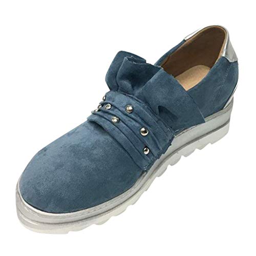 TnaIolral Women Shoes Fashion Casual Slip On Increasing Flat Slide Athletic Sneakers (US:8, Blue)
