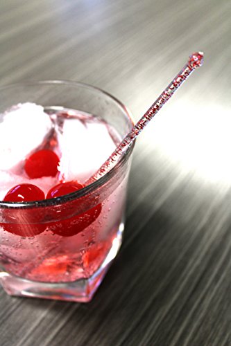 Royer Round Top Stir Sticks, Swizzle Sticks, Drink Stirrers for Valentine's Day, Weddings, Bridal Showers - Crystal With Red Glitter, 6 Inch, Set of 48, Made In USA