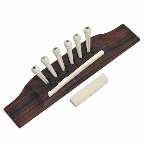 image for Kmise 1set of Cattle Bone Acoustic Guitar Bridge Pins & Saddle & Nut G