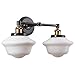 Linea di Liara Lavagna Farmhouse Matte Black Bathroom Light Fixtures Over Mirror Black and Gold 2-Light Bathroom Vanity Light Fixture Milk Glass Shades Modern Vanity Lights, UL Listed