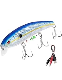 Señuelos de pesca de trucha y graves, señuelos de pesca recargables LED que ralentizan los cebos de hundimiento con ganchos de agua dulce y agua salada, cebo de crankbait de Minnow
