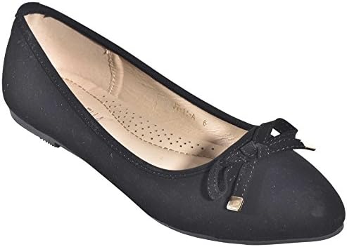 New Womens Casual Slip On Flats Round Toe Ballet Flats Shoes Comfort (Black, JT11-8.5