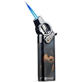 HONEST Single Jet Flame Butane Lighter Refillable Metal Lighters Adjustable Gas Lighter Windproof Lighters Gift for Men (Black)