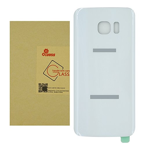 LUVSS New Back Glass Replacement for Samsung Galaxy S7 Edge G935 (All Carriers) Rear Cover Glass Panel Case Housing with Adhesive Preinstalled Repair Part (White)