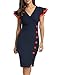 Acevog Women's Business Deep-V Neck Vintage Cap Sleeve Bodycon Pencil Dress