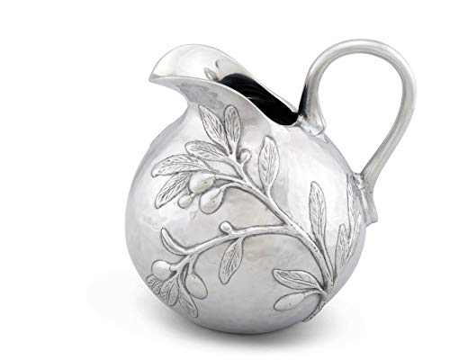 Arthur Court Aluminum Olive Tuscan Pattern Table Serving Water/Juice Pitcher 100 oz. 9" Tall - Thumbnail 3