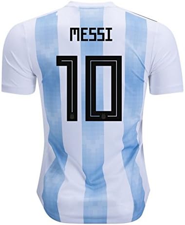 Ljsaicjy Argentina National Soccer Team 2018 Messi #10 Home Jersey Men's Color White/Blue Size L