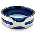 KONOV Mens Stainless Steel Ring, 8mm Classic Band, Blue, Size 10
