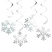 Juvale Silver Snowflake Swirl Decorations - Durable & Reusable Metallic Party Decoration - Indoor & Outdoor Hanging Decor - Adds Winter Charm & Snowflake Party Decor - Silver Pack of 30