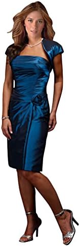 Junai Women's Knee Length Taffeta Mother of the Bride Dresses Party dress with Jacket Blue US 22