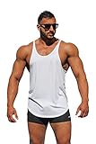 Physique Bodyware Men's Blank Y Back Stringer Tank Top. Made In USA. (X-Large, White)