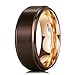 King Will DUO 8mm Rare Brown Brushed Rose Gold Plated Tungsten Carbide Wedding Ring Step Edge Comfort Fit