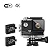 Acekool 4K Sports Action Camera WiFi 16MP 2.0 inch Waterproof 30M Underwater Video Camera Include 2 pcs Batteries with 19 Mounting Kits (Black)