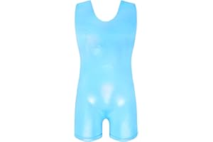 Domusgo Gymnastics Leotards for Girls Sparkly One Piece Sleeveless Biketards with Shorts
