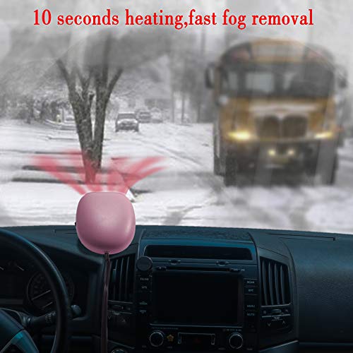 Portable Car Heater Fan Defroster with Air Purification 12V 150W Auto Car 30 Seconds Fast Heating Defrost Defogger Demister Vehicle Ceramic Heater Fan for Windshield (Pink) - Thumbnail 5