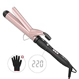 Abody Hair Curling Iron, Professional Curling Wand Set Hair Curler Ceramic Barrels for All Hair Types with a Heat Protective Glove & Travel Case for Girls Women Gifts (32mm)