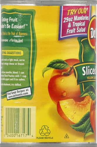DEL MONTE YELLOW CLING SLICED PEACHES, 15.25 OZ