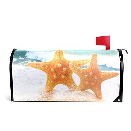 Starfish On Sandy Beach Letter Post Box Cover Wrap Decoration Welcome Home Garden Outdoor,Vinyl Mailbox Wraps Holiday Standard 6.5 x 19 inch