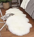 A-STAR Natural White Sheepskin Rug - 2 x 6 Double Genuine Sheep Skin Rug