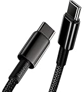 USB C Cable, Baseus 100W PD 5A QC 4.0 Fast Charging USB C to USB C Cable, Zinc Alloy Nylon Braide...