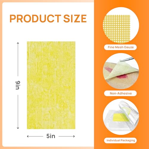Carbou Medical Xeroform Petrolatum Dressing 5"x9", 25 Individual Pack, Non-Adherent Gauze Pads, Soft Fine Mesh Gauze Patch for Wound Care, Burns, Lacerations, Skin Grafts & Surgical Incisions