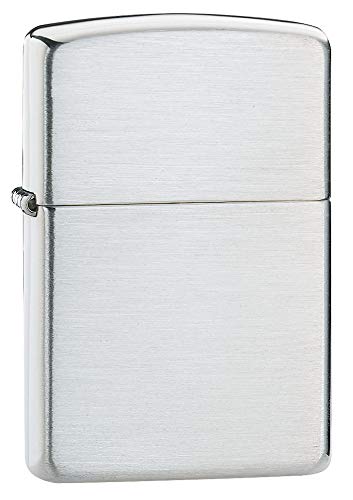 Zippo - Windproof Lighter, Brushed Sterling Silver, Base Model, Refillable, Reusable, Windproof Design, Gift Box, Made in the USA