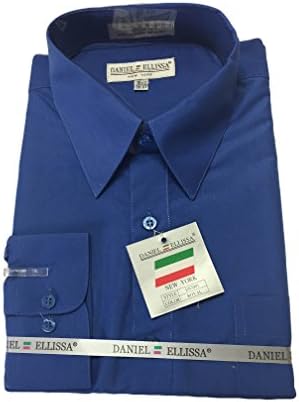Daniel Elissa Royal Blue Men's Long Sleeve Oxford Dress Shirt 16 Inch Neck