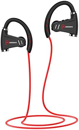 Bluetooth Headphones, IPX7 Waterproof Wireless Earbuds,HD Stereo and Noise Cancelling Headsets with 12 Hour Battery,Sweatproof Earphones for Running Sport-Red