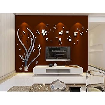 Wowelife 3d Wall Sticker Mirror Tree Wall Decal Home Decor Living Room Bedroom Tv Background Black Tree Stickers Style B M