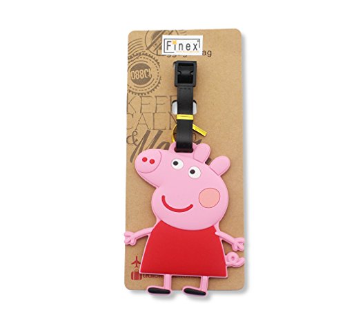 Finex Set of 4 Peppa Pig and Family Travel Luggage Tags Bag Tag with Adjustable Strap George Daddy Mommy Mummy Pig