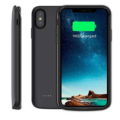 Moonmini Compatible iPhone Xs Max Battery Case, Battery Charger Case 6000mAh Rechargeble External Portable Backup Charger Extra Pack Power Bank Protective Cover for iPhone Xs Max 2018 6.5"(Black)