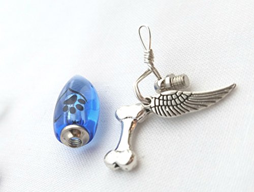 Sympathy Gift Cremation Urn Bead Paw Heart Dog Bone Angel Wing Crystal Necklace