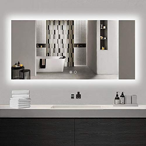 Photo 1 of ***TRUCK/TRAILER PICKUP ONLY***   ***FACTORY SEALED - OPENED FOR INSPECTION***Keonjinn 60 x 28 Inch LED Mirror Backlit Bathroom Vanity Mirror Dimmable Anti-Fog Wall Mounted Lighted Mirror Large Makeup Mirror with Lights (Horizontal/Vertical)