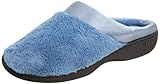 Isotoner Women's Microterry PillowStep Satin Cuff Clog Slippers, Denim, 8.5-9 B(M) US